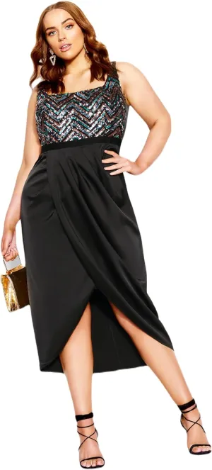 City Chic Women's Plus Size Sequin Bodice Dress