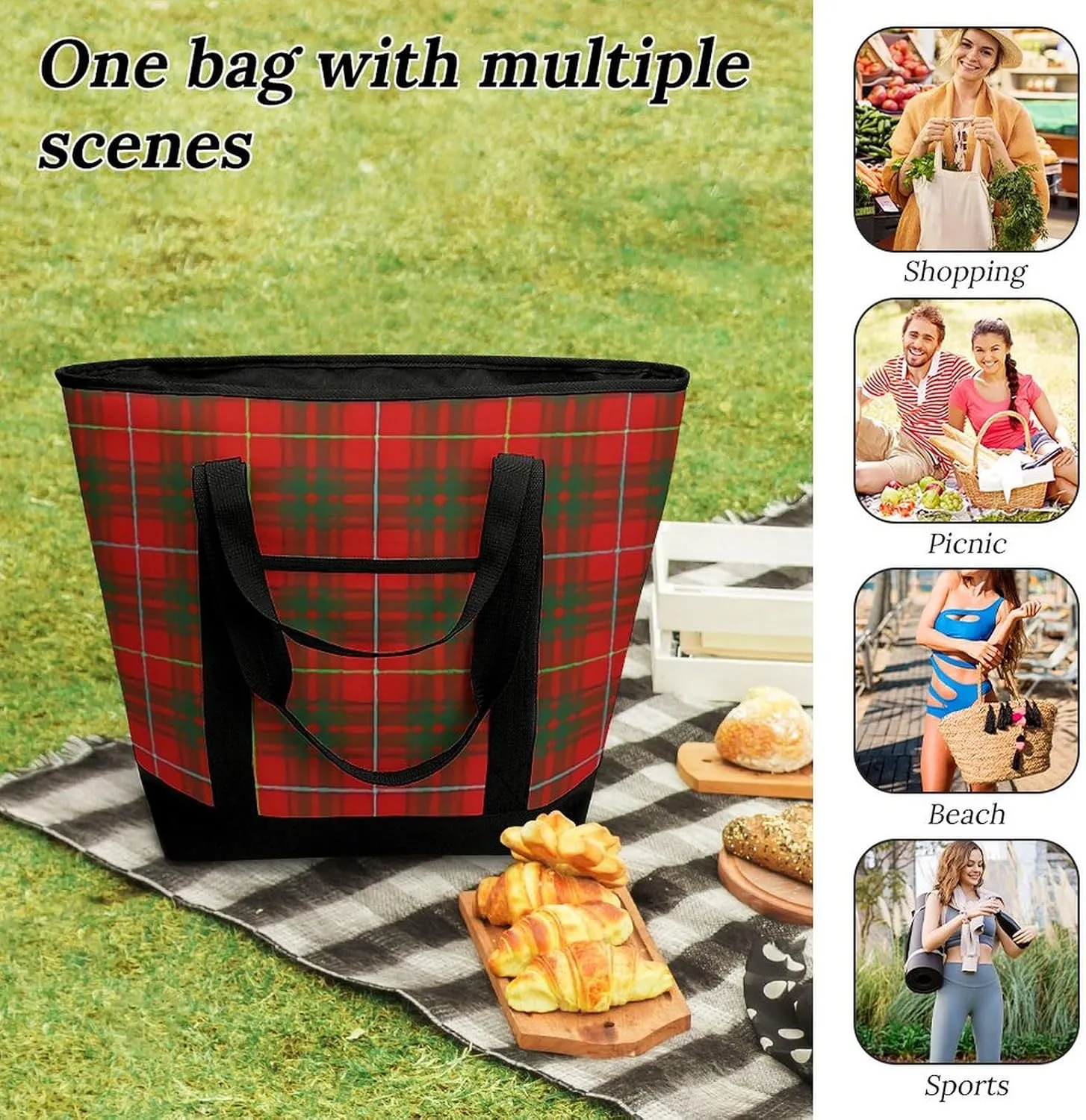 Clan Ferguson Tartan Fashionable Large Capacity Insulated Shopping Bag