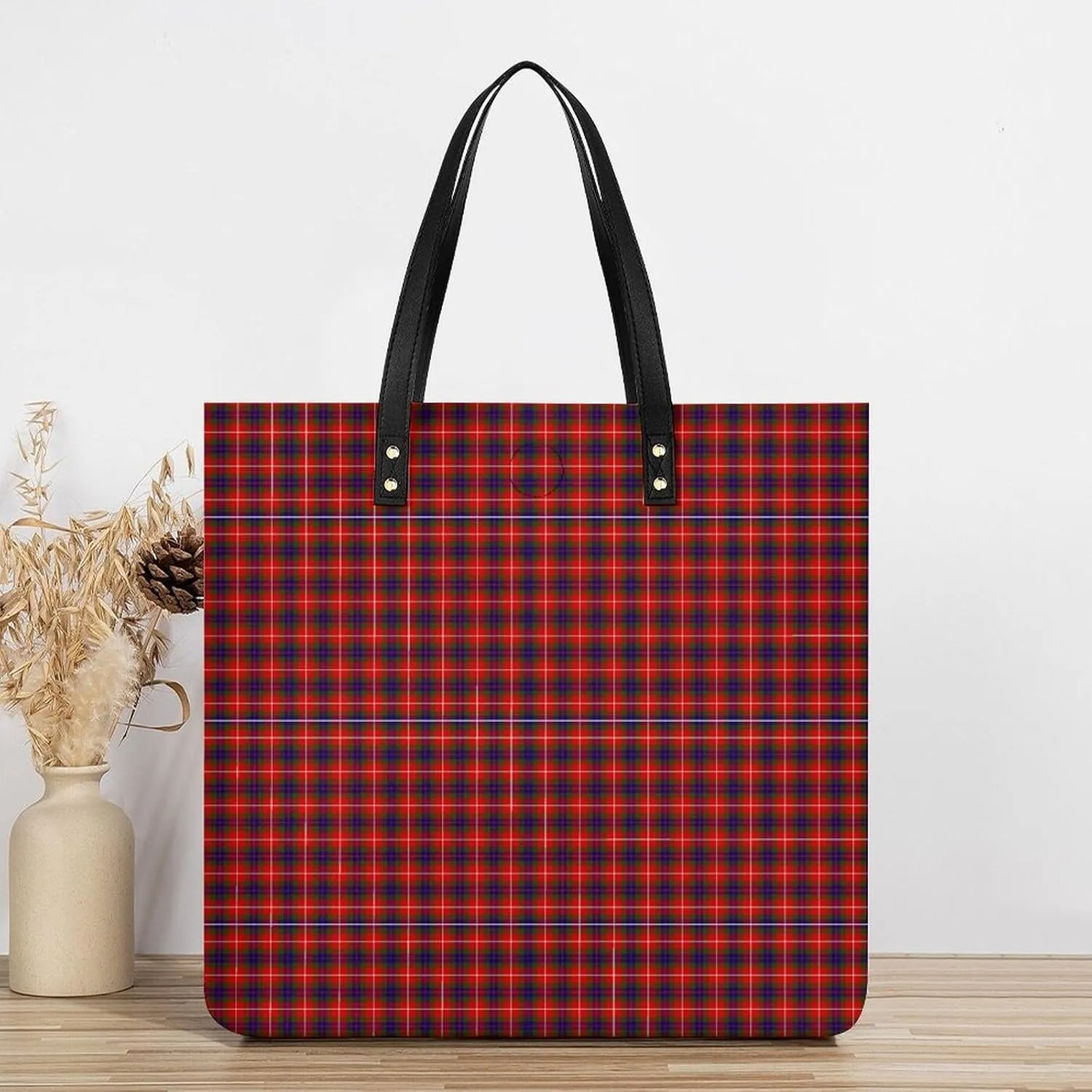 Clan Rutherford Tartan Fashionable All Printed Leather Handbag Unisex