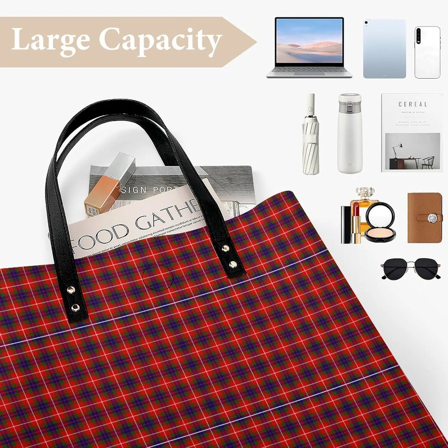 Clan Rutherford Tartan Fashionable All Printed Leather Handbag Unisex