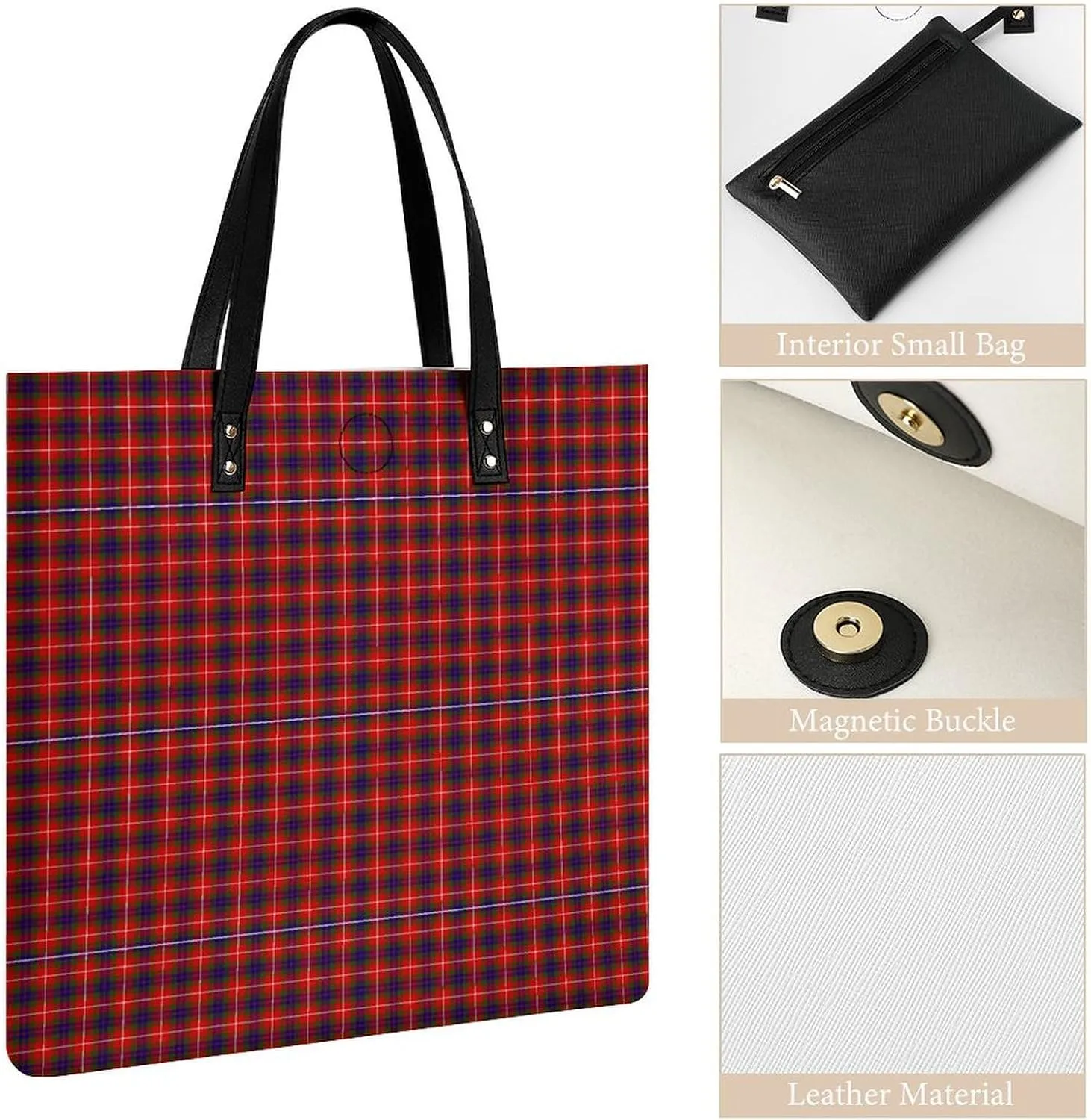 Clan Rutherford Tartan Fashionable All Printed Leather Handbag Unisex