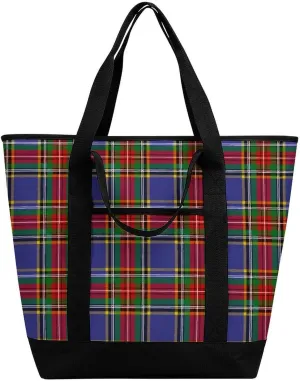 Clan Tartan Blue And Green Fashionable Large Capacity Insulated Shopping Bag