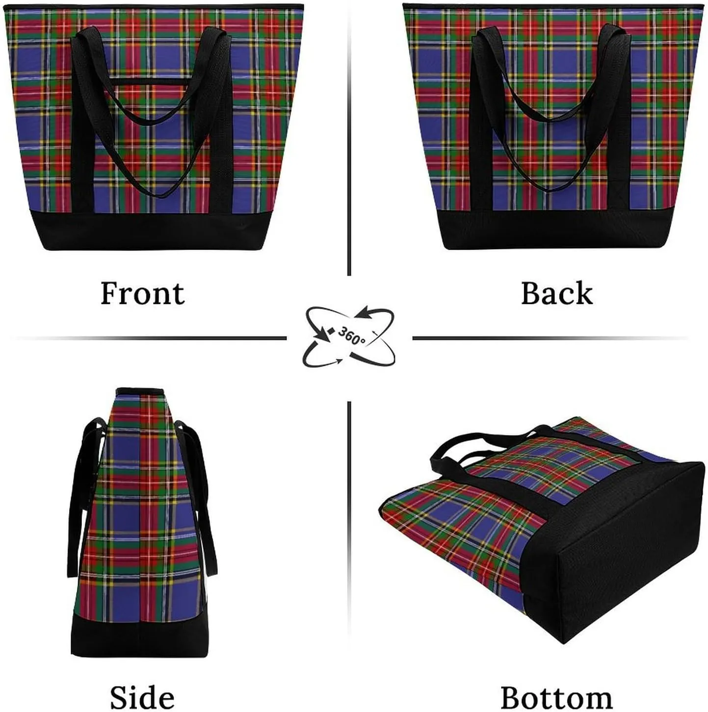 Clan Tartan Blue And Green Fashionable Large Capacity Insulated Shopping Bag