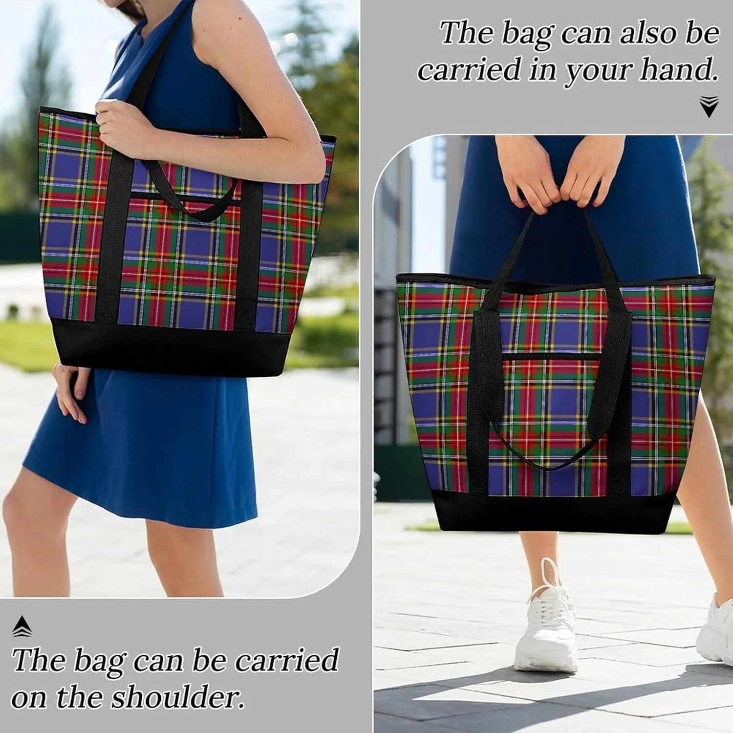 Clan Tartan Blue And Green Fashionable Large Capacity Insulated Shopping Bag