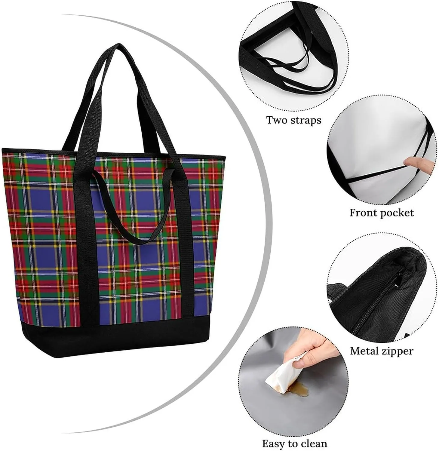 Clan Tartan Blue And Green Fashionable Large Capacity Insulated Shopping Bag