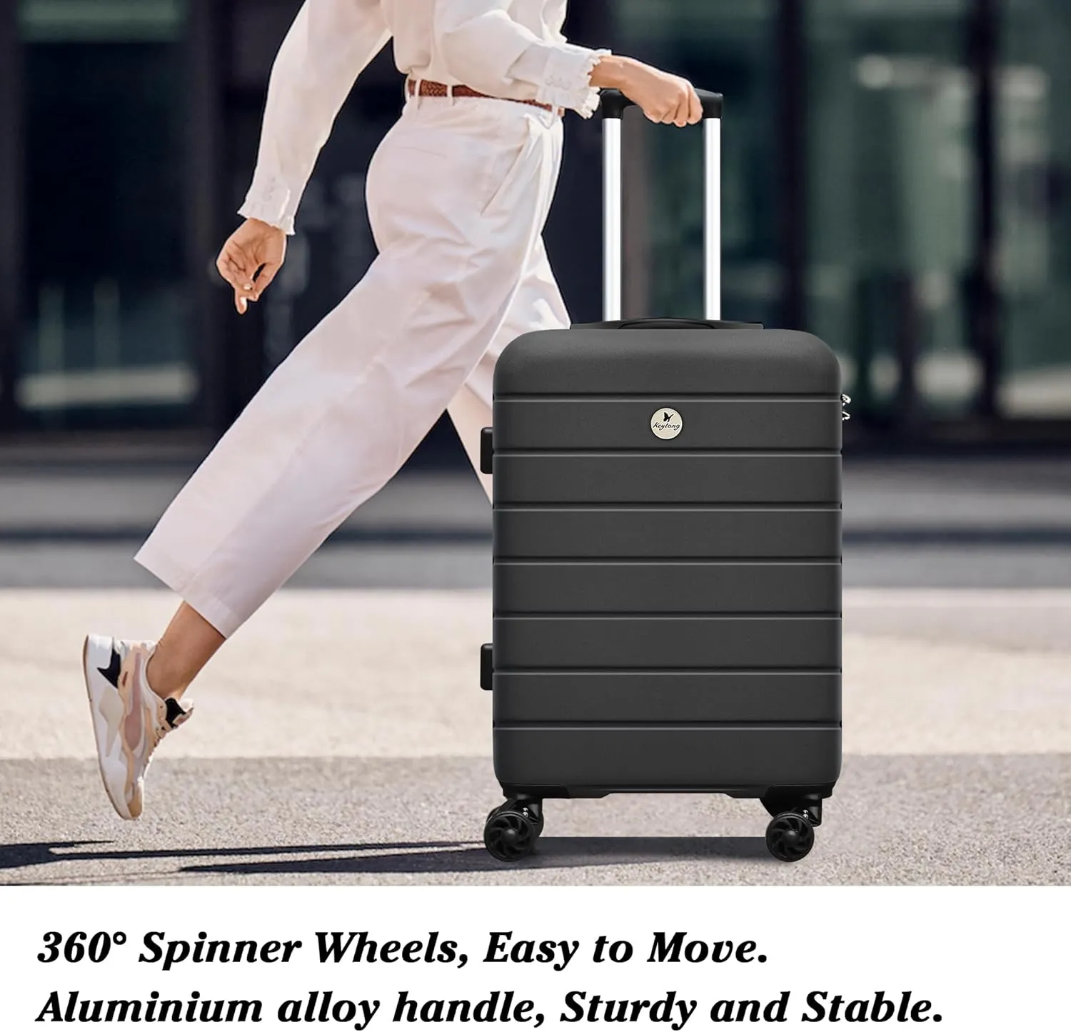 Classic 3-Piece Luggage Set with TSA Lock, PC ABS Durable Lightweight Suitcase with Spinner Wheels, Hardshell Expandable Carry-On Luggage for Business Family Travel, 20/24/28 inch, Black