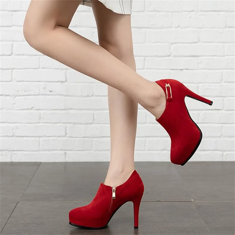 ClassicSter Womens High Heels Pumps Platform Ankle Boots Stiletto Heel Pointed Toe Zip Booties Shoes