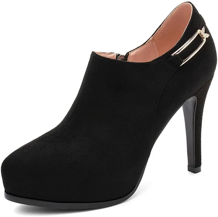 ClassicSter Womens High Heels Pumps Platform Ankle Boots Stiletto Heel Pointed Toe Zip Booties Shoes