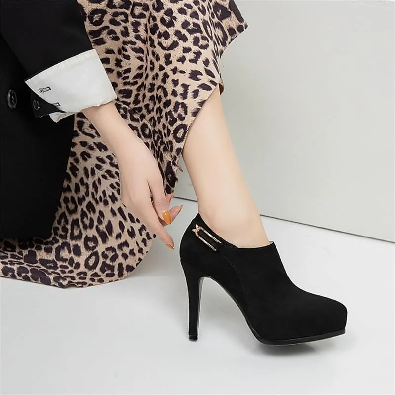 ClassicSter Womens High Heels Pumps Platform Ankle Boots Stiletto Heel Pointed Toe Zip Booties Shoes