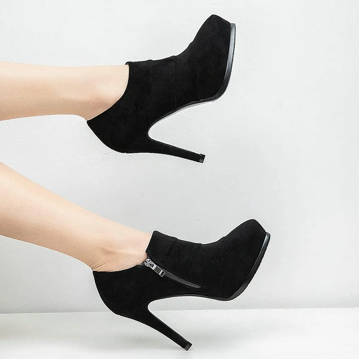ClassicSter Womens High Heels Pumps Platform Ankle Boots Stiletto Heel Pointed Toe Zip Booties Shoes