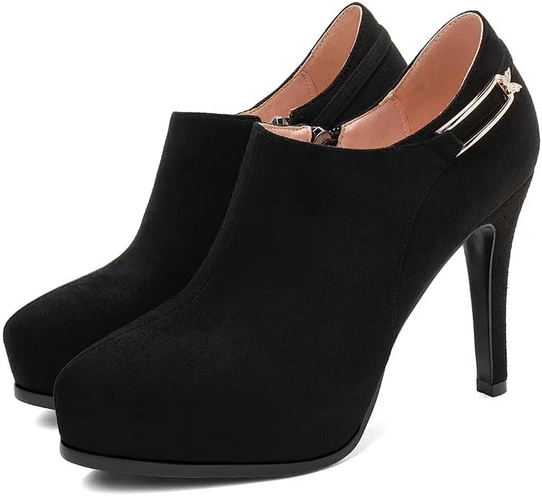 ClassicSter Womens High Heels Pumps Platform Ankle Boots Stiletto Heel Pointed Toe Zip Booties Shoes