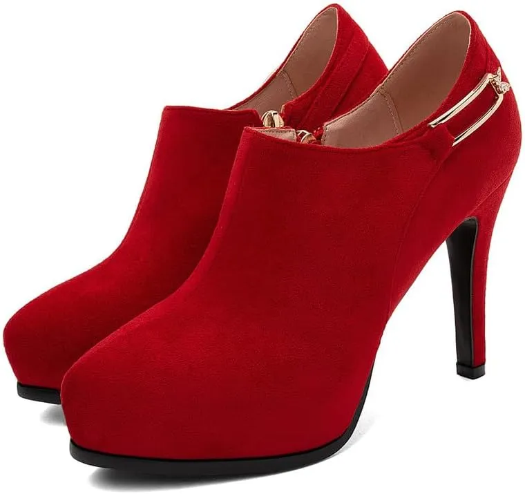 ClassicSter Womens High Heels Pumps Platform Ankle Boots Stiletto Heel Pointed Toe Zip Booties Shoes