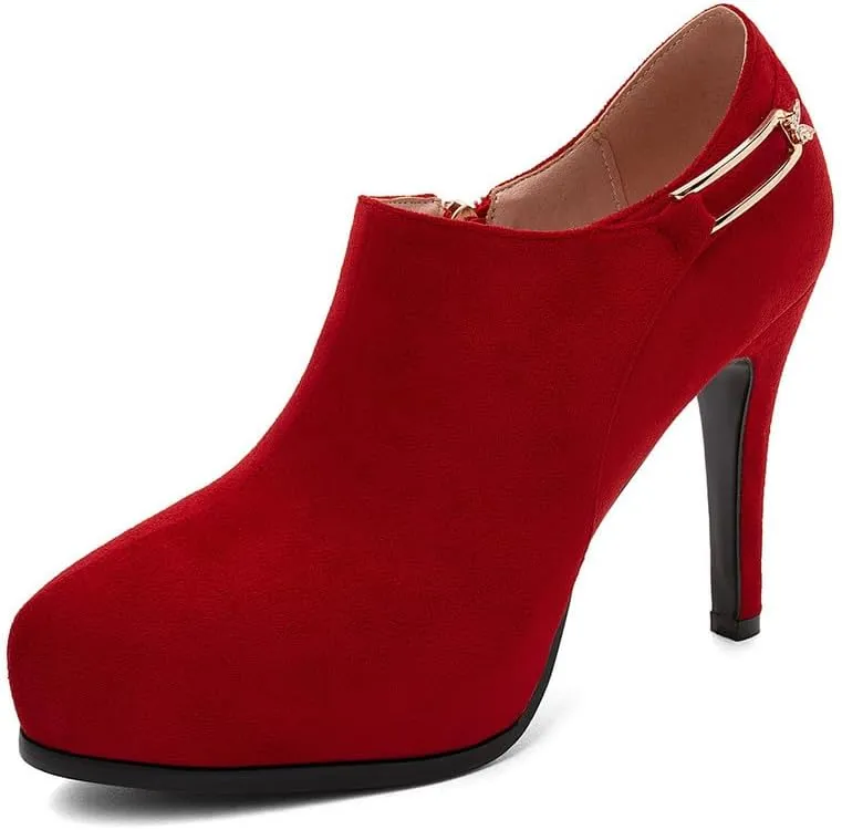 ClassicSter Womens High Heels Pumps Platform Ankle Boots Stiletto Heel Pointed Toe Zip Booties Shoes