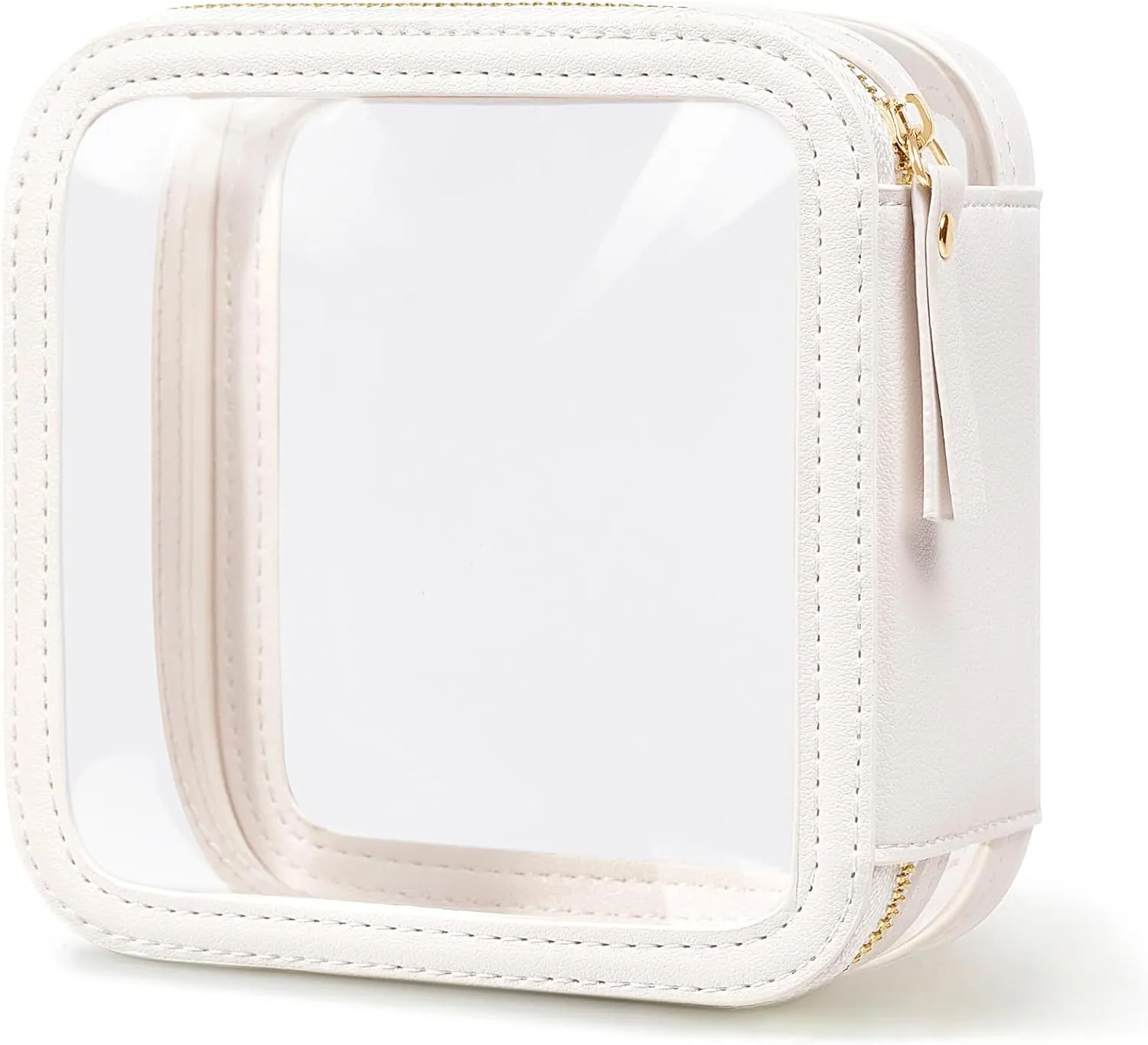 Clear Makeup Bag Travel Size Toiletry Bag Organizer Case Quality PU Leather Transparent Small Cosmetic Bag Car Bag for Essentials with Durable Zipper