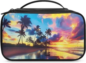 Coconut Tree Make Up Case Bag for Women Portable Toiletry Bag Seaside Landscape Cosmetic Bags for Teens Casual Cosmetic Storage Bag with Handle for Women Travel Accessories