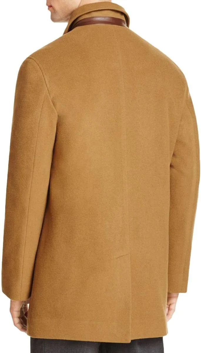 Cole Haan Men's Cashmere Blend Single Breasted Classic Coat With Shirt Collar