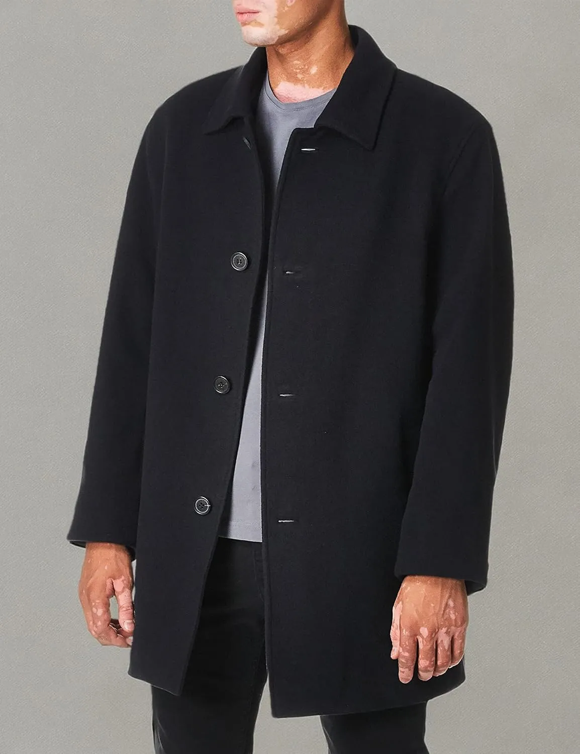 Cole Haan Men's Cashmere Blend Single Breasted Classic Coat With Shirt Collar