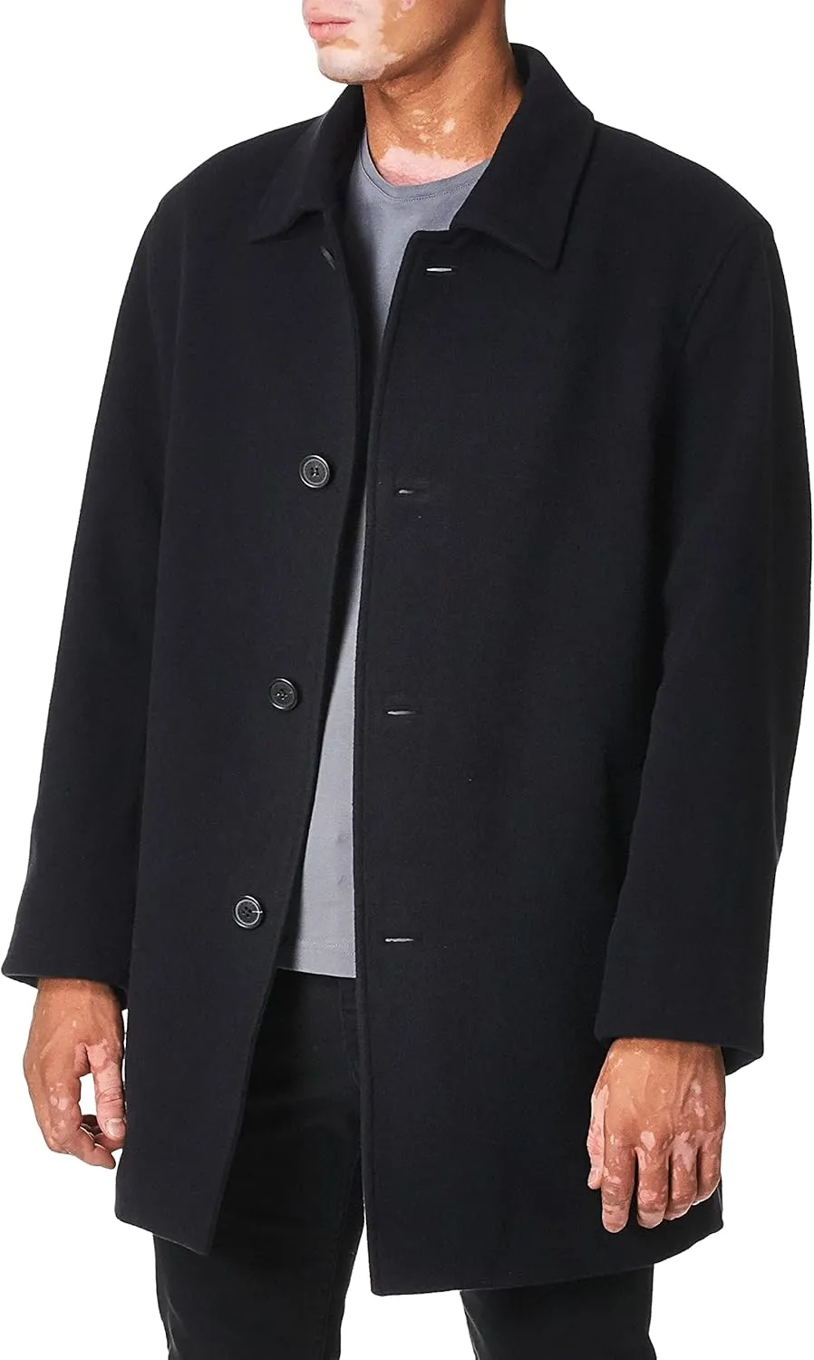 Cole Haan Men's Cashmere Blend Single Breasted Classic Coat With Shirt Collar