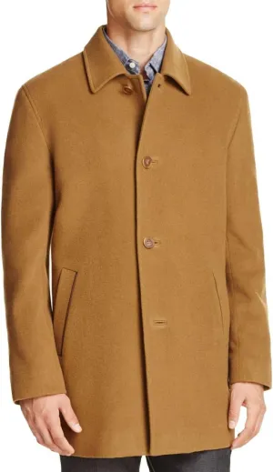 Cole Haan Men's Cashmere Blend Single Breasted Classic Coat With Shirt Collar