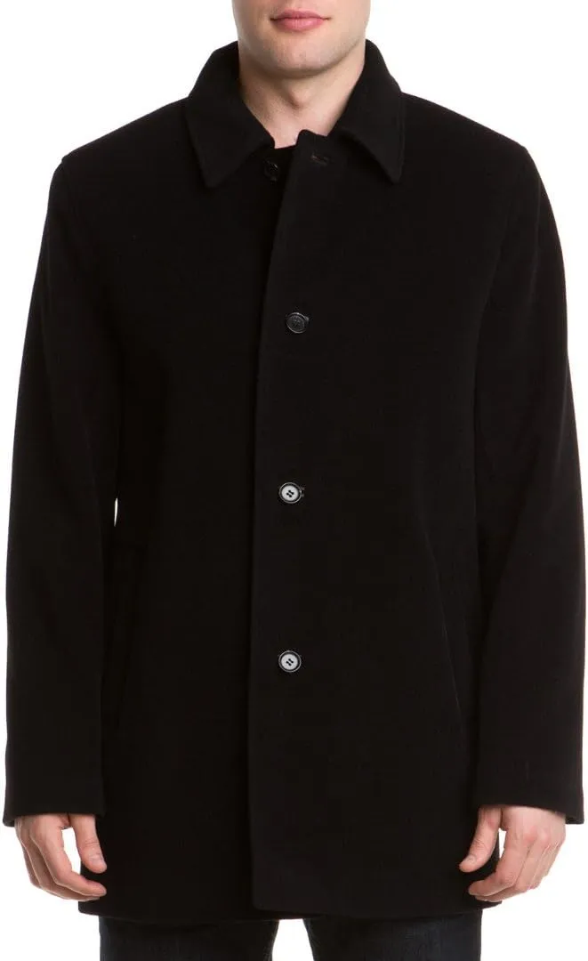 Cole Haan Men's Cashmere Blend Single Breasted Classic Coat With Shirt Collar