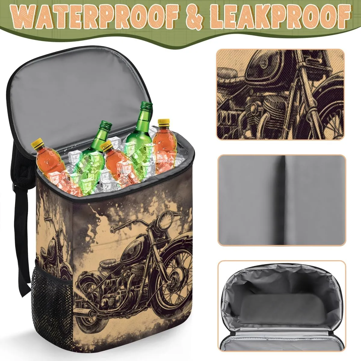Colorful Birds On The Tree Backpack Cooler Leak Proof Insulated Cooler Backpack Waterproof Cooler Bag