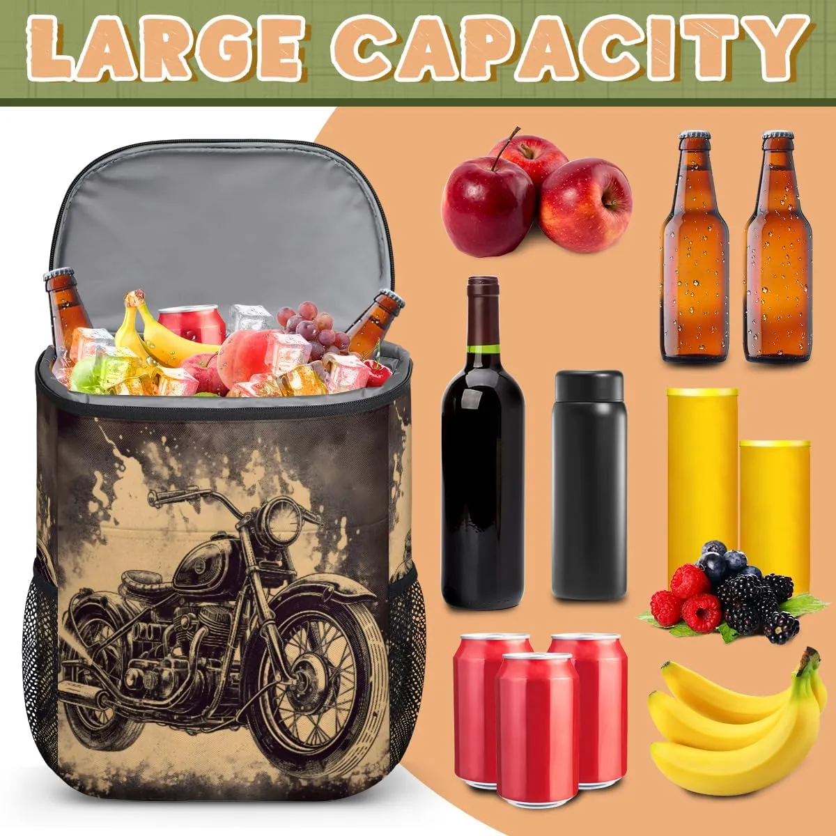 Colorful Birds On The Tree Backpack Cooler Leak Proof Insulated Cooler Backpack Waterproof Cooler Bag