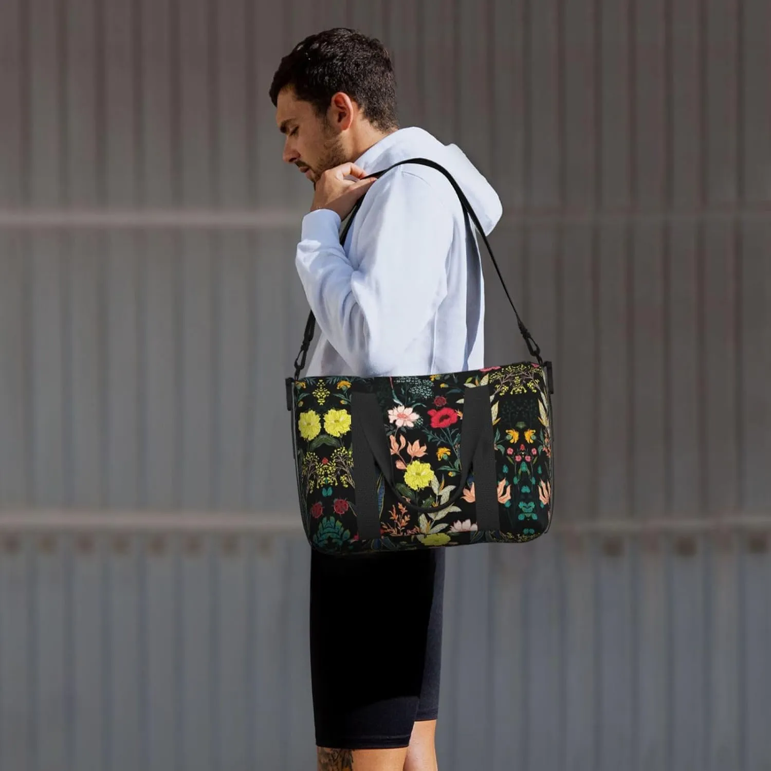 Colorful Boho Floral Hand Travel Bag For Men Women,Stylish Handheld Crossbody Travel Bag For Business Leisure Trave