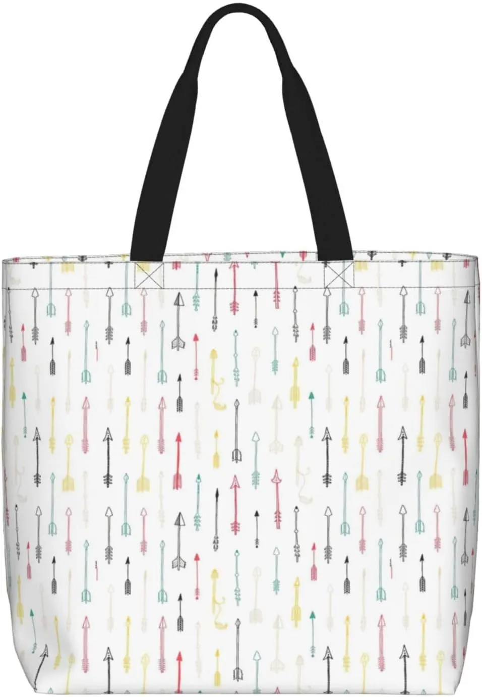 Colorful Hand Drawn Art with Boho Style Arrows print Tote Bags Casual Handbags 15.7 In Shoulder Bags for Work Travel Gym