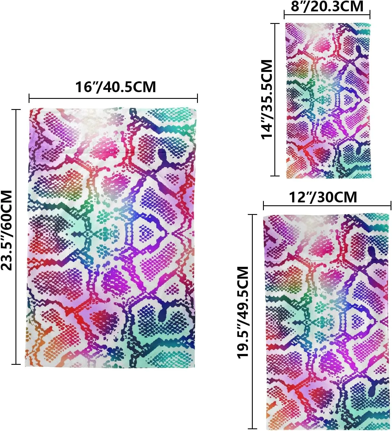 Colorful Lizard Skin 3 Pack Christmas Gift Bags, Drawstring Xmas Bag, Gift Wrapper Bag for Holiday and Parties