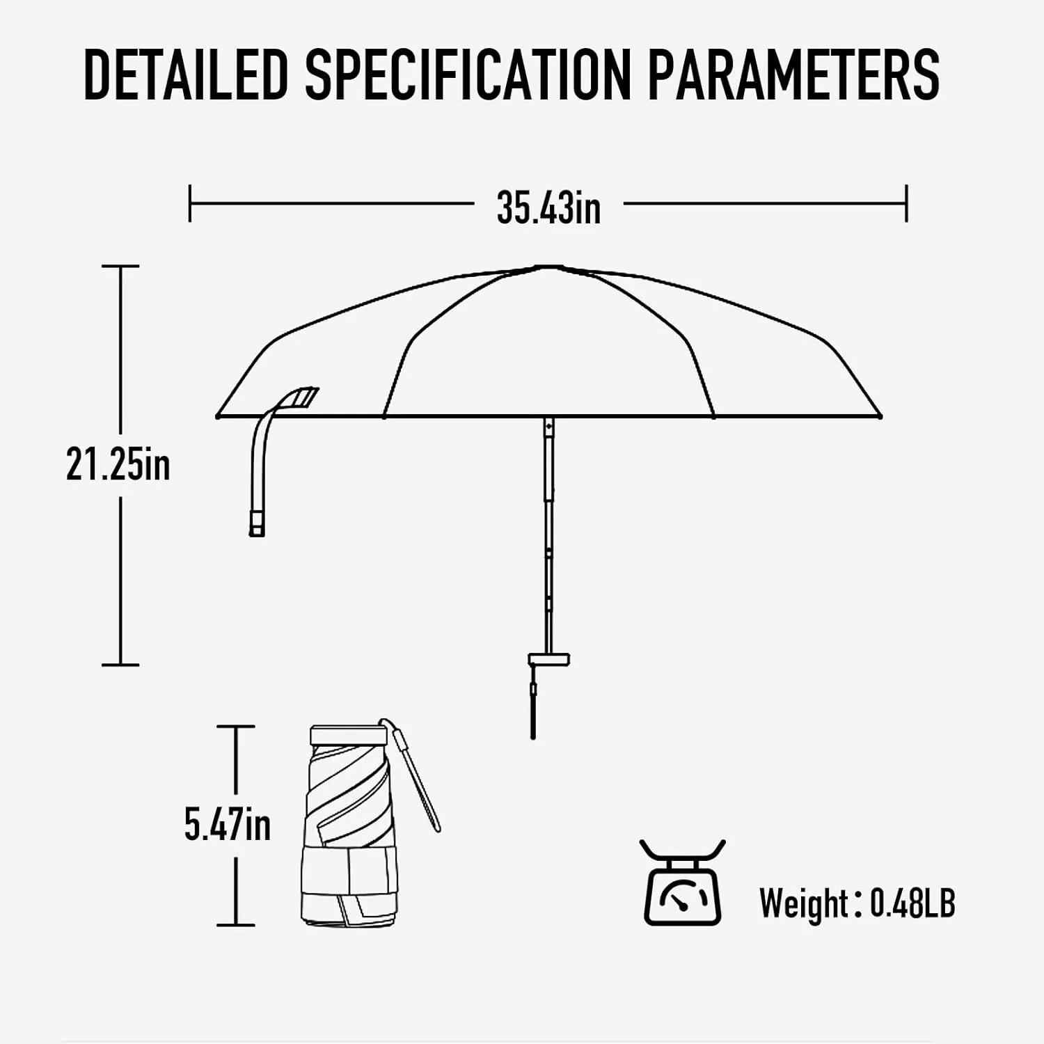 Compact Mini Umbrella for purse-Lightweight,Fold and UV Umbrella for Rain-Suitable for women, girls, kids