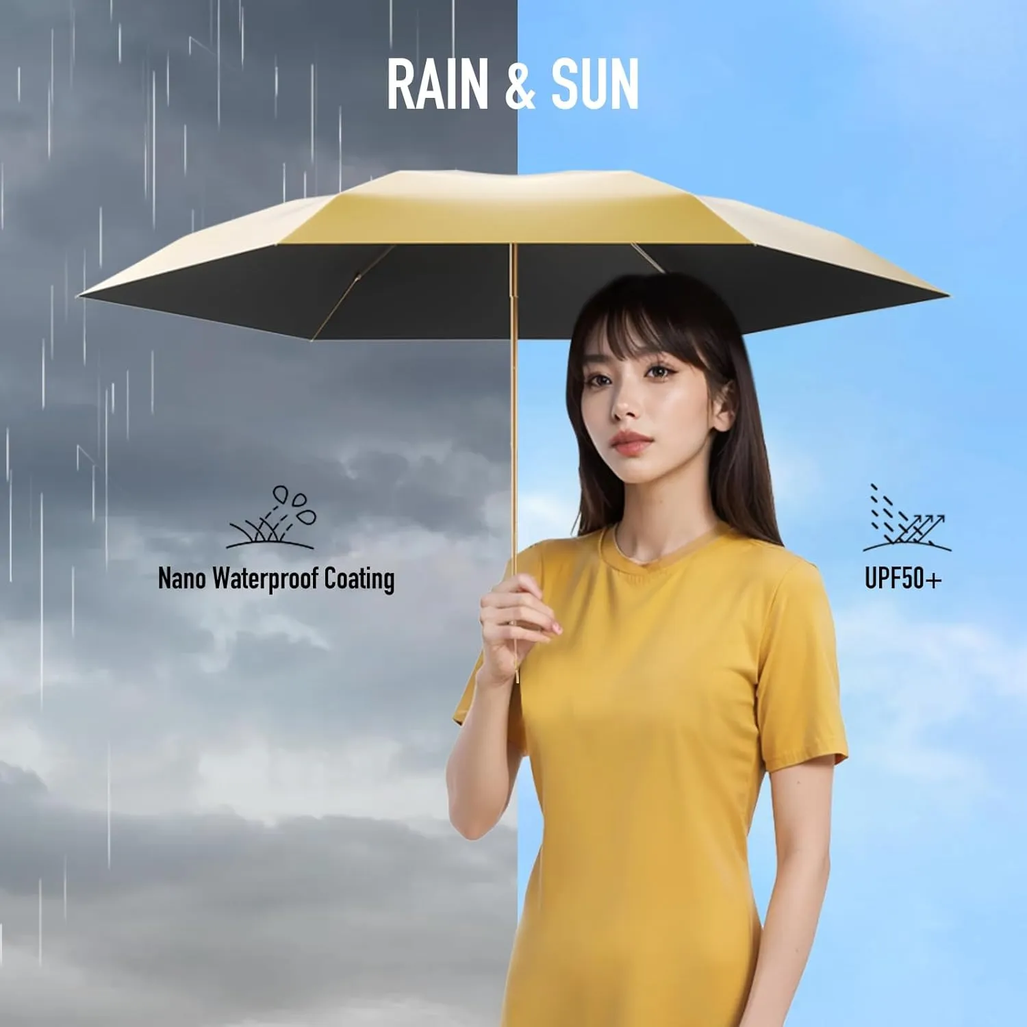 Compact Mini Umbrella for purse-Lightweight,Fold and UV Umbrella for Rain-Suitable for women, girls, kids