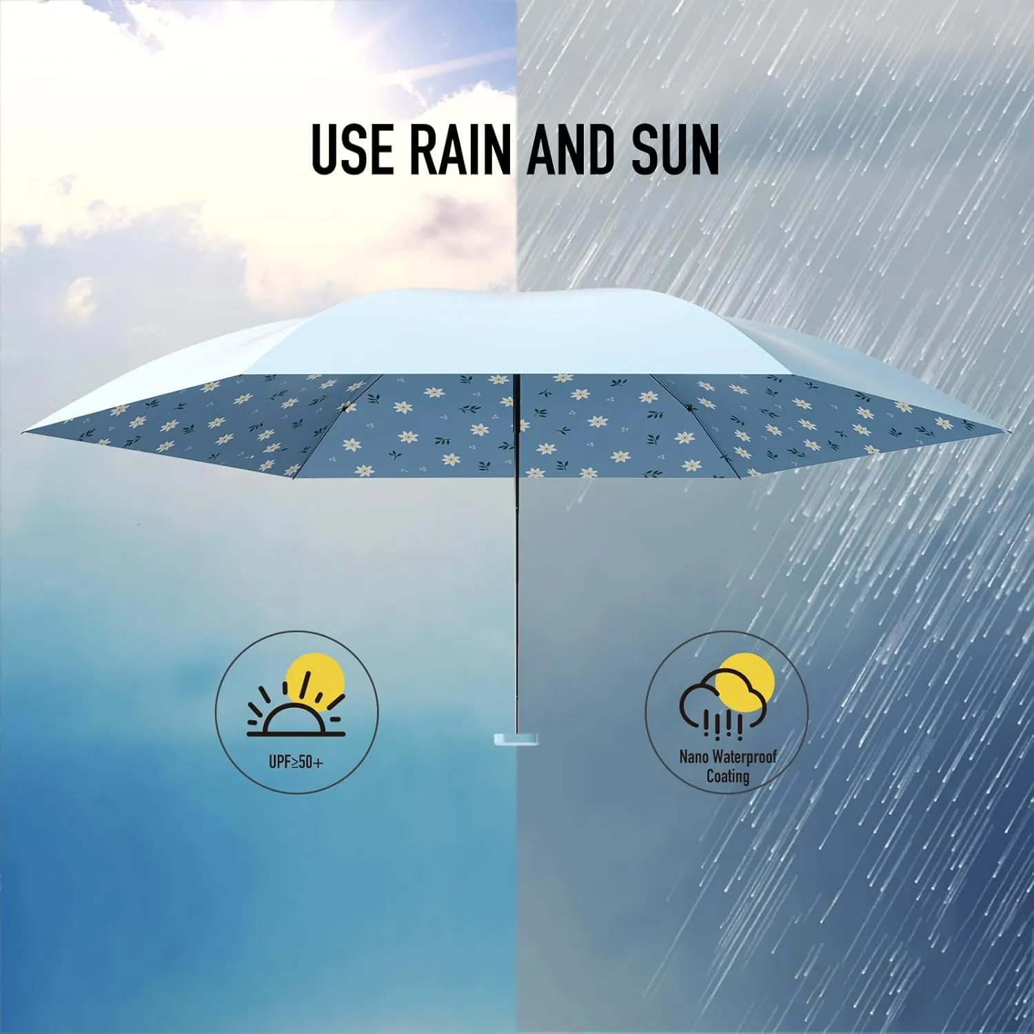 Compact Mini Umbrella for purse-Lightweight,Fold and UV Umbrella for Rain-Suitable for women, girls, kids