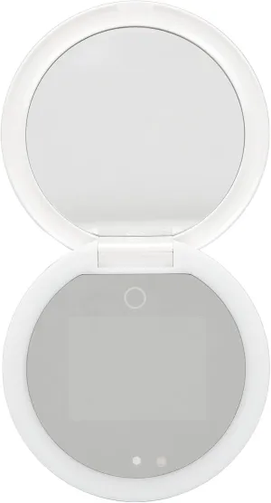 Compact Mirror with Camera Sun Testing, Dual Sided Adjustable Light Makeup Mirror, Portable for Handbag, Travel