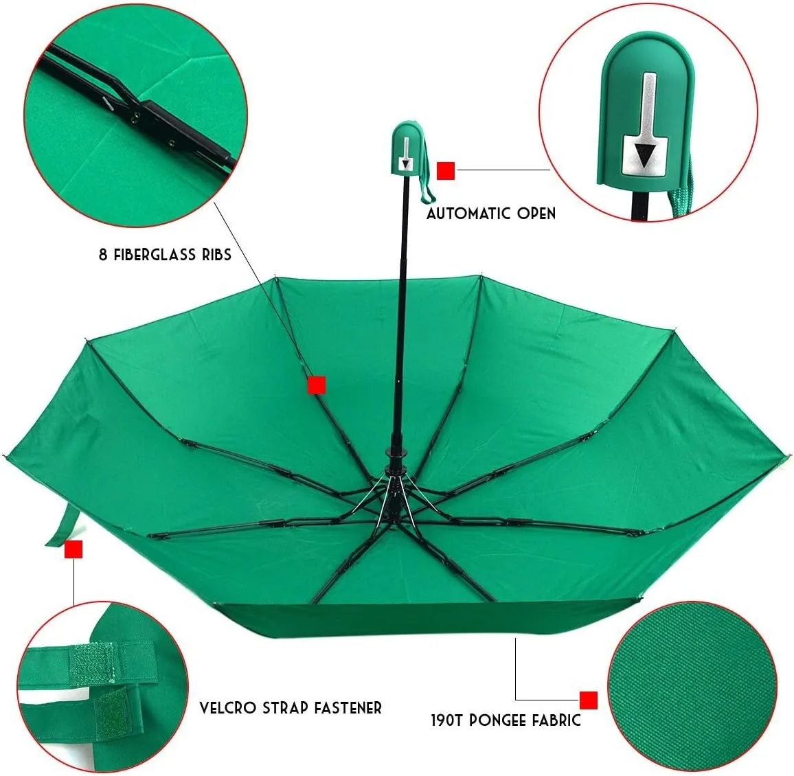Compact Open Windproof Folding Portable Travel Solid Color Umbrella