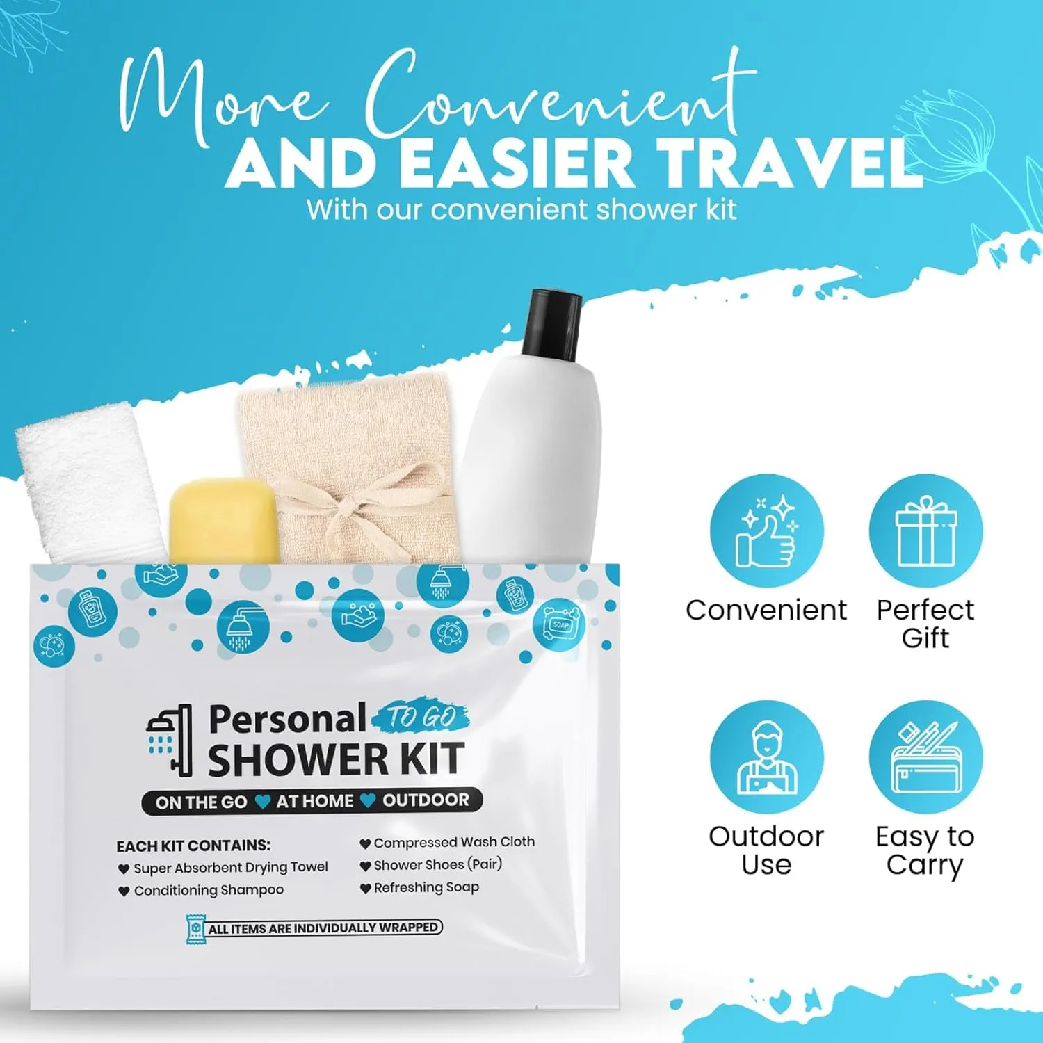Compact Personal Shower Kit To-Go– Your Hygiene Companion for Travel, Gym, and Outdoor Adventures (50)
