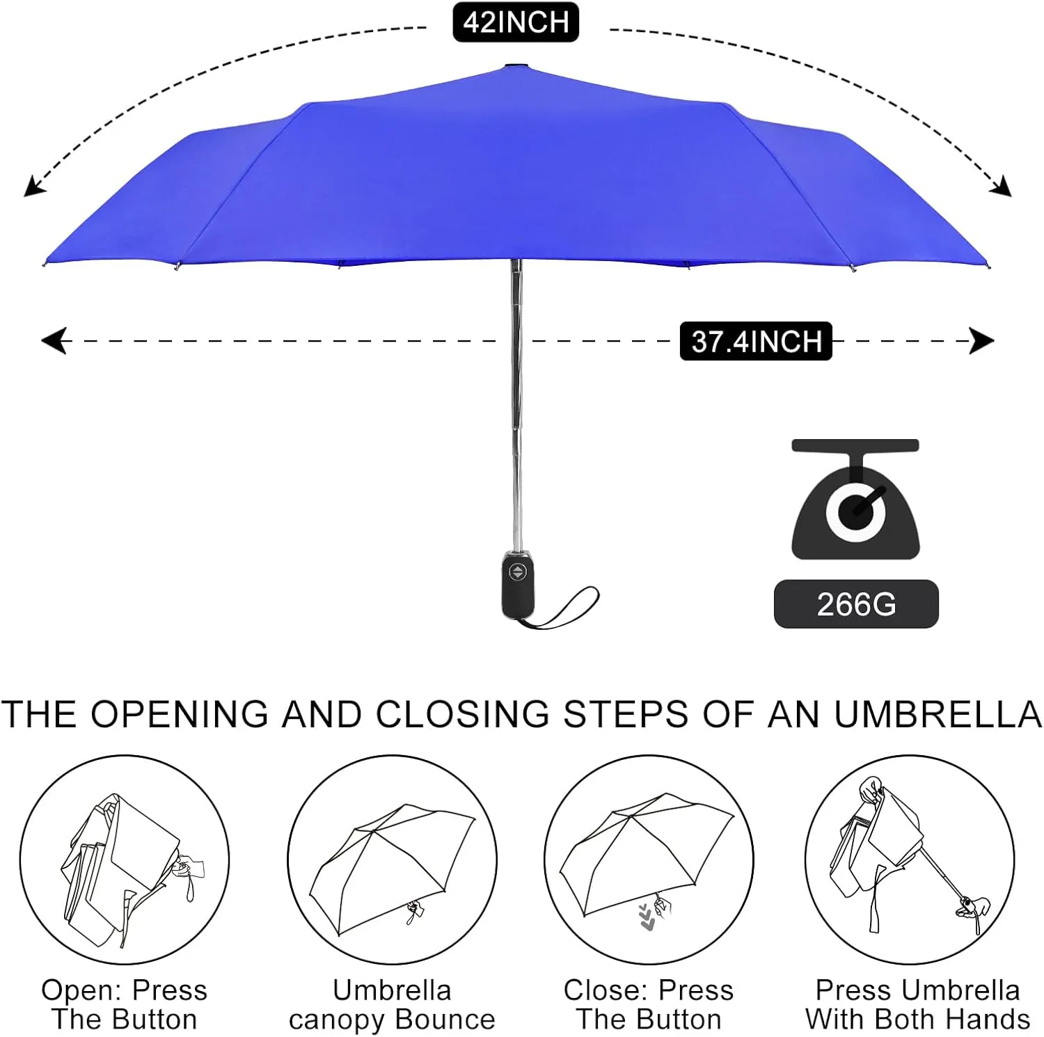 Compact Umbrella Automatic - Folding Travel Umbrella, Micro & Mini Design for Women's Purse or Pocket, Auto Open Close