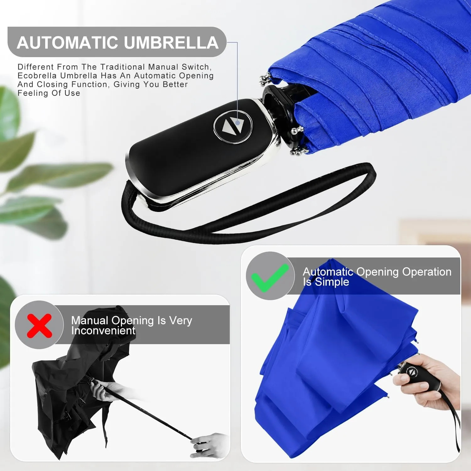 Compact Umbrella Automatic - Folding Travel Umbrella, Micro & Mini Design for Women's Purse or Pocket, Auto Open Close