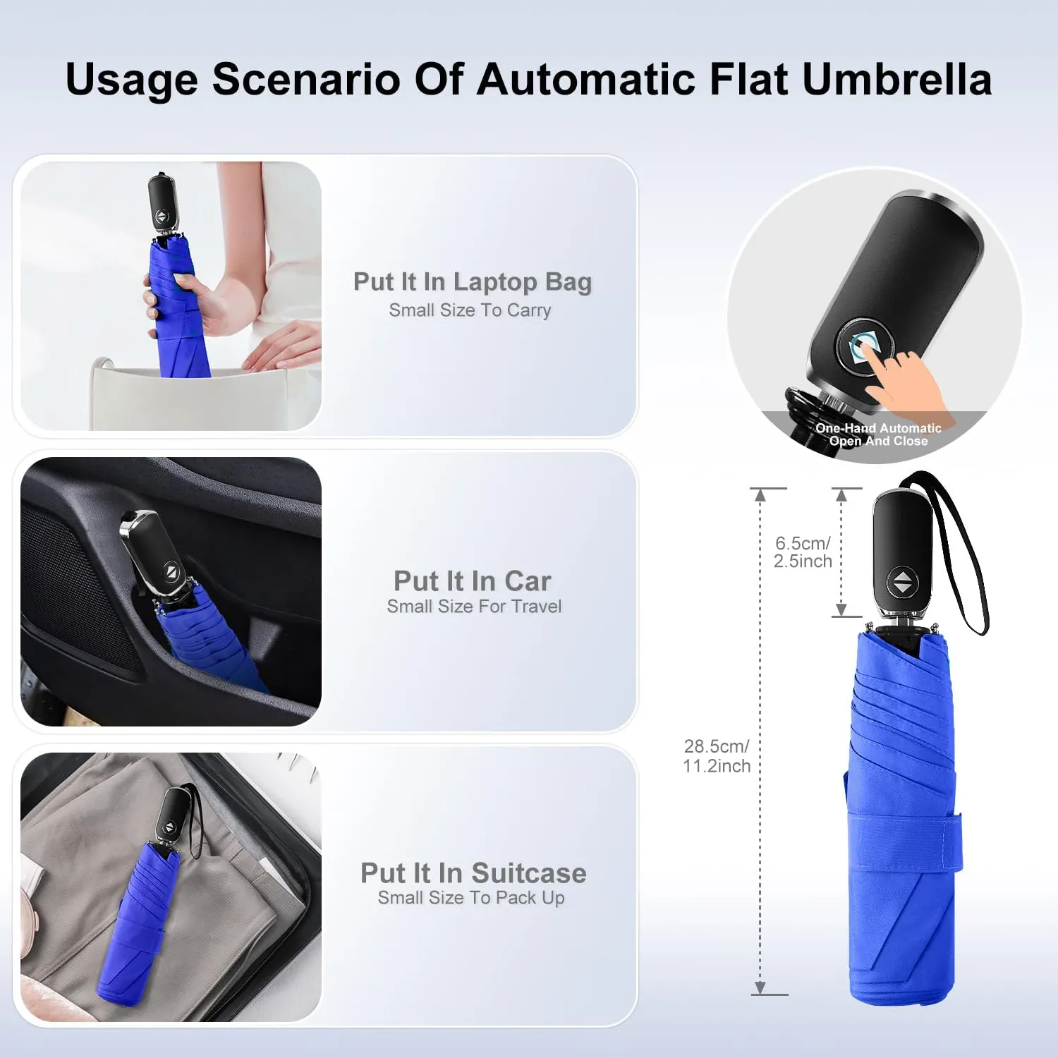 Compact Umbrella Automatic - Folding Travel Umbrella, Micro & Mini Design for Women's Purse or Pocket, Auto Open Close