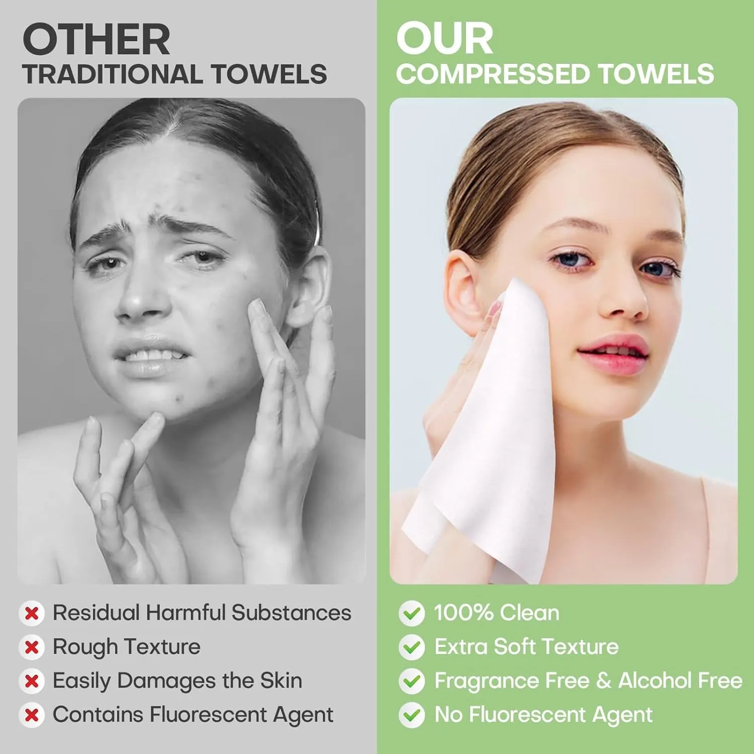 Compressed Towels Tablets, Thick Disposable Face Towel Towelettes, Soft Mini Makeup Wipes, Compact Portable Washcloth Cotton Wipes Coin Tissues Mini Travel Essentials for Women