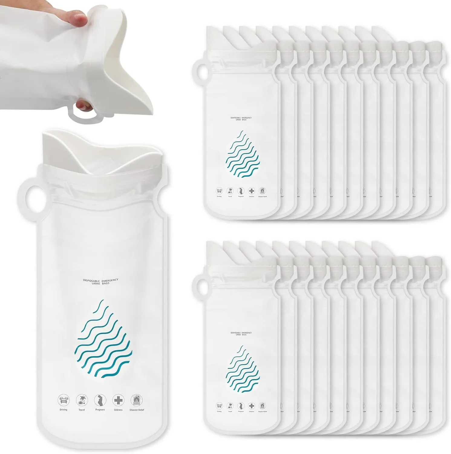 Coolrunner Disposable Urine Bags, 24 Pack Camping Pee Bags, Disposable Urinals Vomit Bags for Travel Urinal Toilet Traffic Jam Emergency Portable Toilet Bee Bag for Men Women Kids Patient