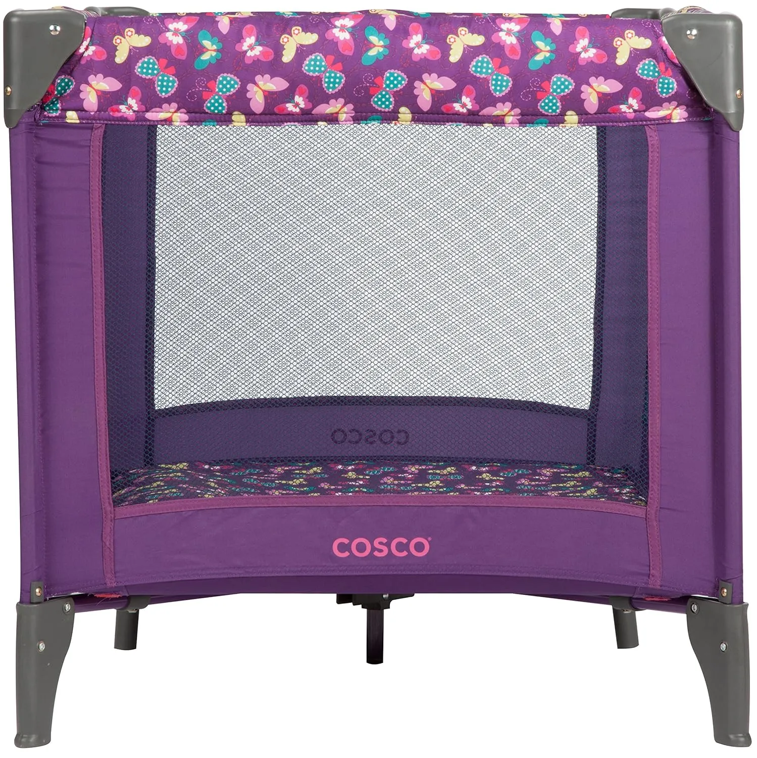 Cosco Funsport Compact Portable Playard, Lightweight, Easy Set up, Foldable Baby Playpen with Carry Bag, Butterfly Twirl