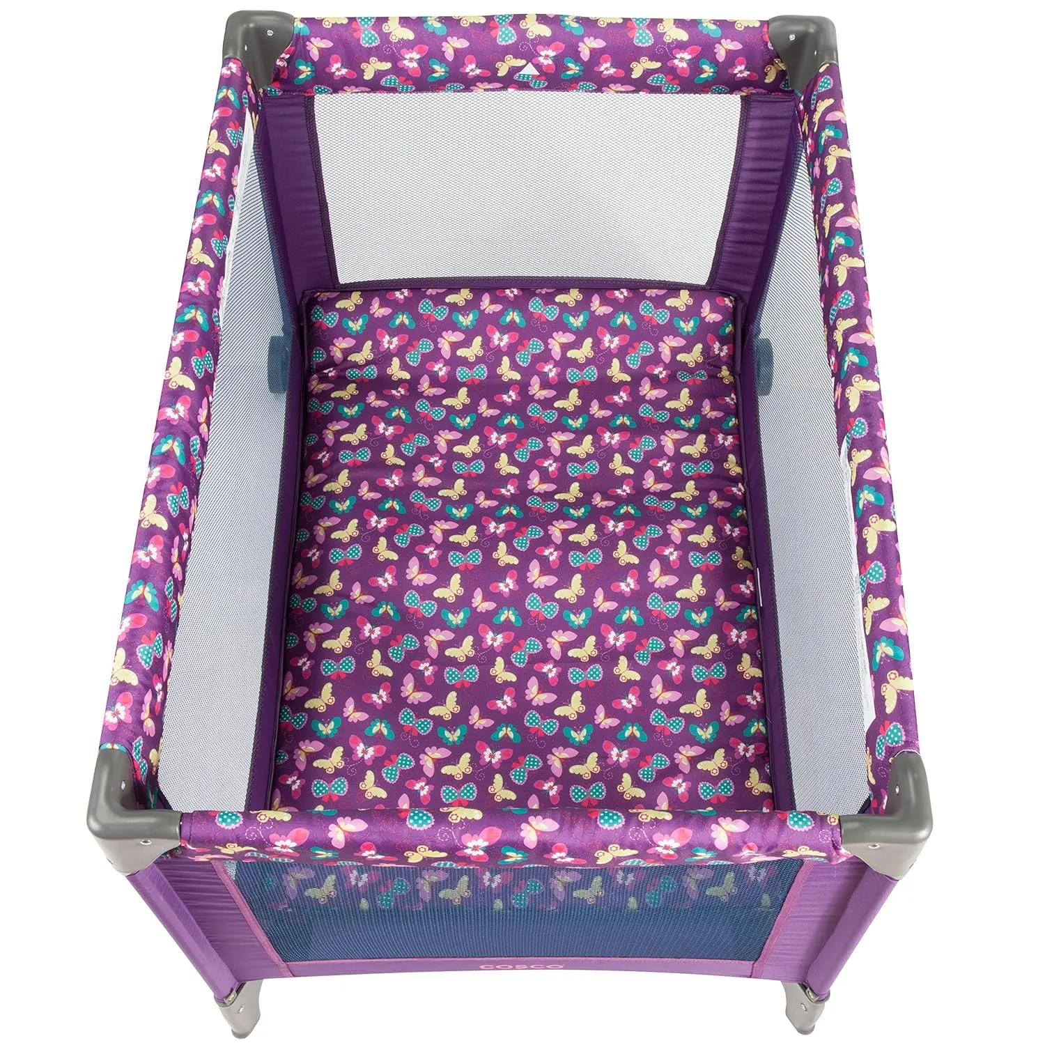 Cosco Funsport Compact Portable Playard, Lightweight, Easy Set up, Foldable Baby Playpen with Carry Bag, Butterfly Twirl