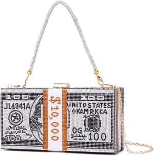Covelin Dollar Clutch Purse for Women from, Rhinestone Evening Handbag Money Bag