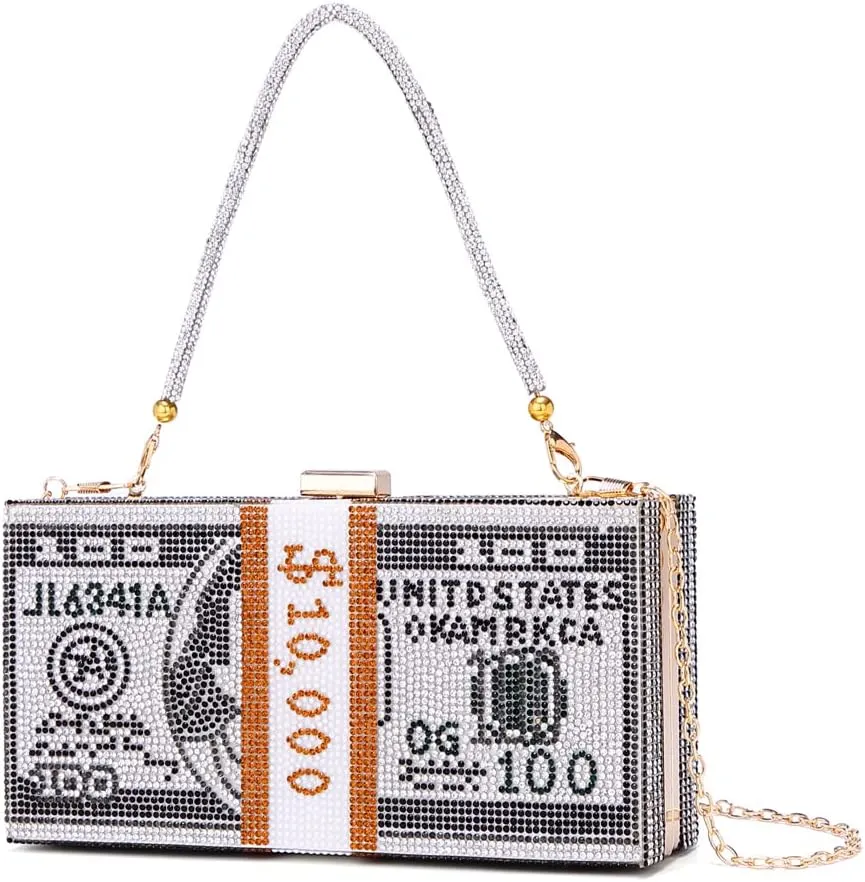 Covelin Dollar Clutch Purse for Women from, Rhinestone Evening Handbag Money Bag
