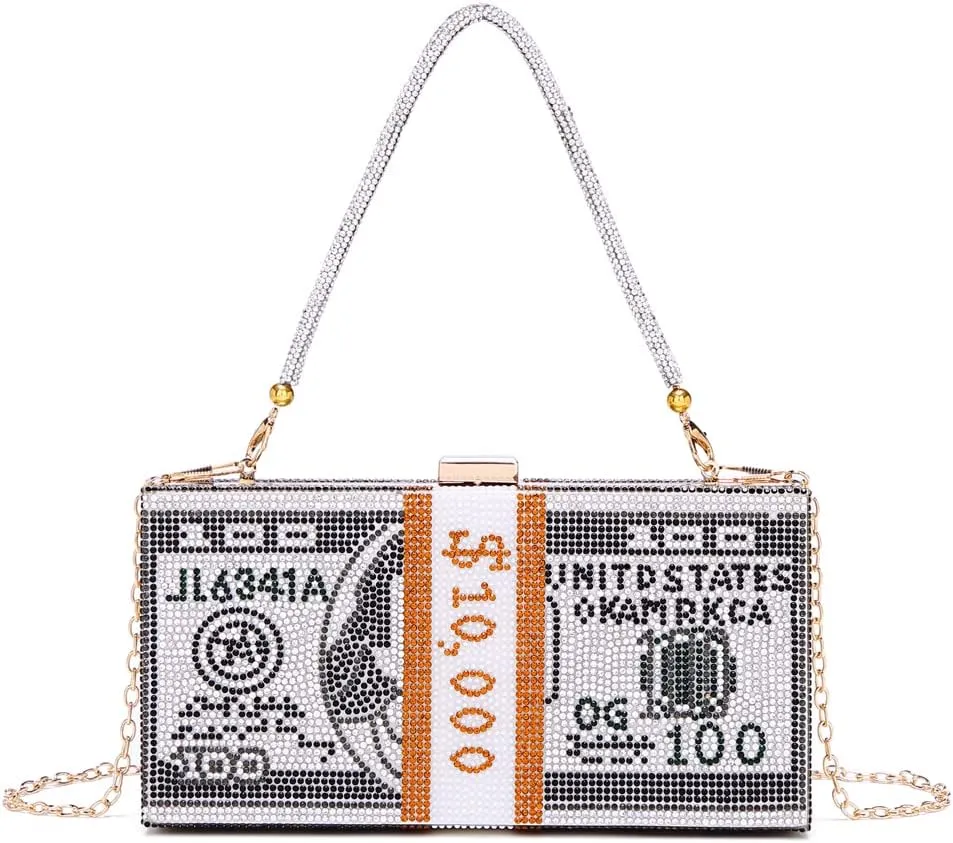Covelin Dollar Clutch Purse for Women from, Rhinestone Evening Handbag Money Bag