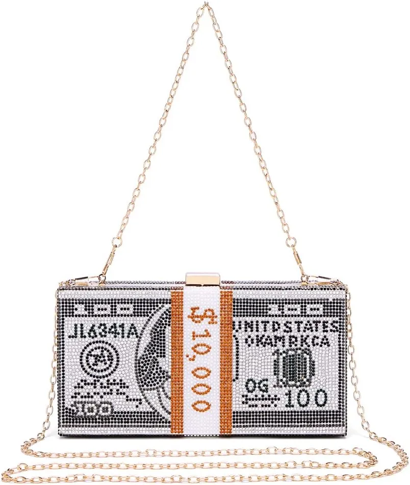 Covelin Dollar Clutch Purse for Women from, Rhinestone Evening Handbag Money Bag