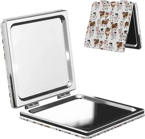 Cow Pattern Women Small Makeup Mirror Compact Handheld Cosmetic Mirror for Purse Pocket