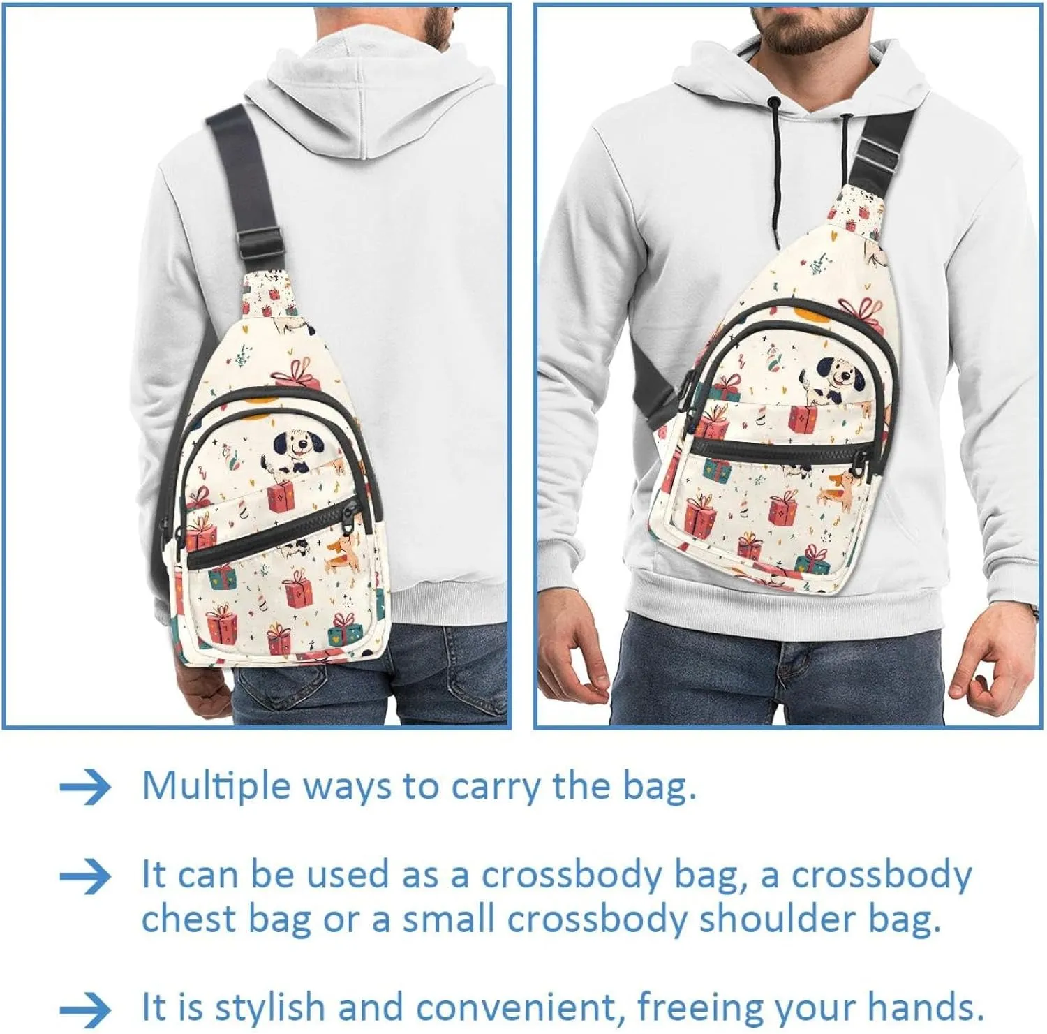Crossbody Small Sling Bag Backpack for Women Men, cute funny dogs and gifts (12) Chest Daypack Crossbody Travel Sports Hiking
