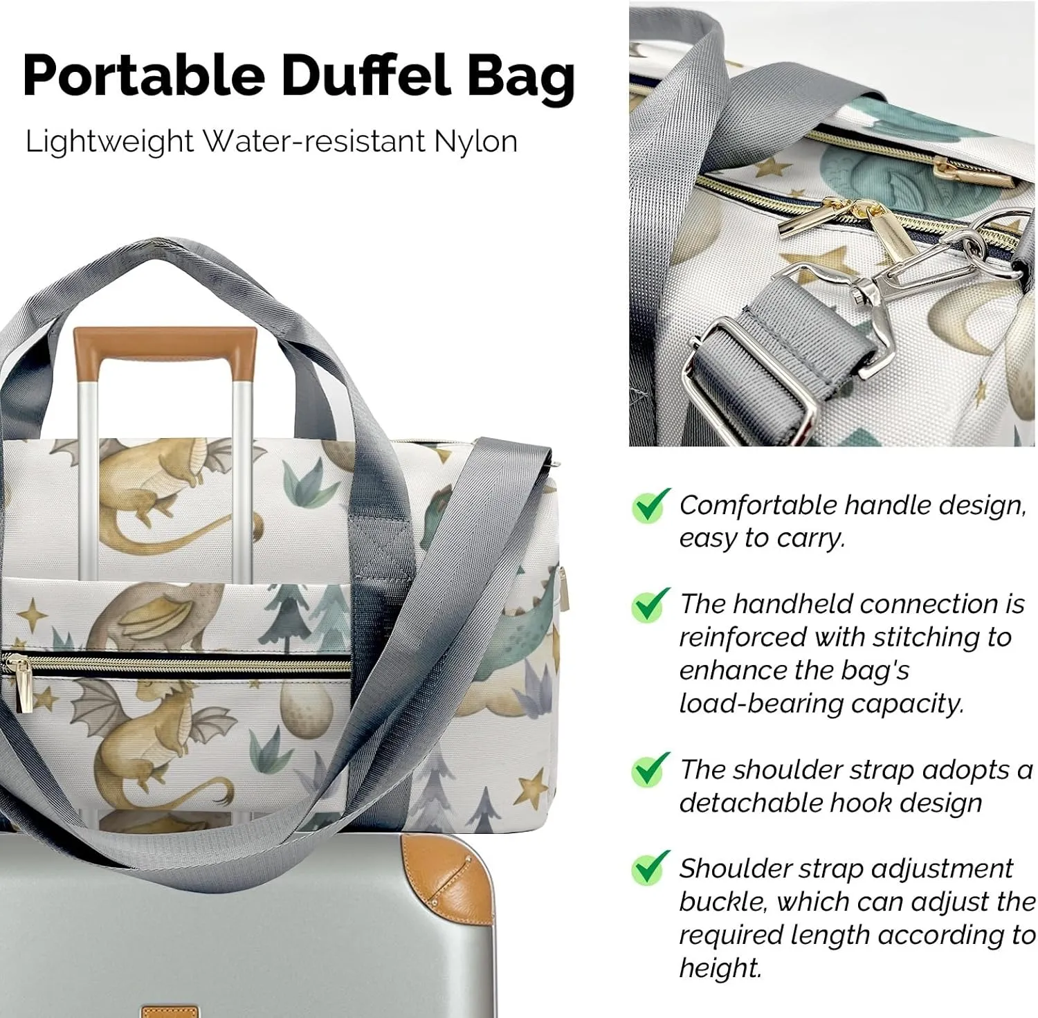 Custom Duffel Bag Dragon Baby Animals Watercolor Sporty and Stylish: The Best Travel Bags for Athletes