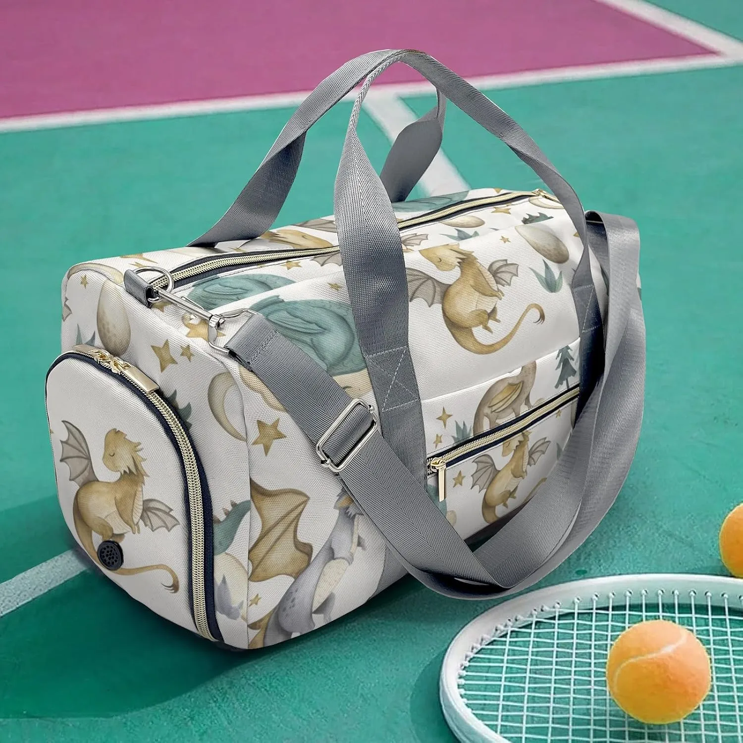 Custom Duffel Bag Dragon Baby Animals Watercolor Sporty and Stylish: The Best Travel Bags for Athletes